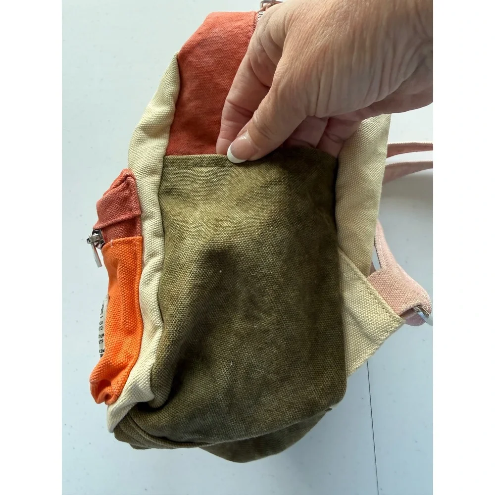 BDG Urban Outfitters Mini Colorblock Canvas Backpack Orange Green Rust Pink Boho